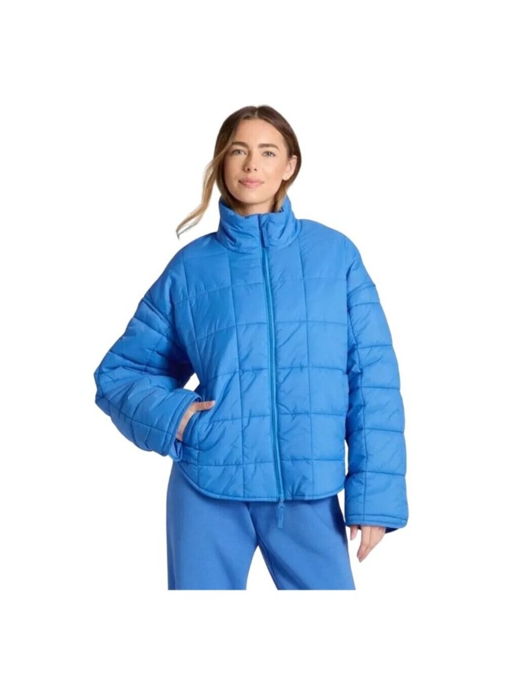 JoyLab Blue Quilted Puffer Jacket Small